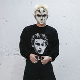 UNDERWATER Demon Portrait Distressed Sweater
