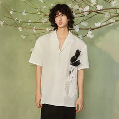 JIECHI Bottled Bloom Sheer Half Shirt