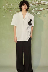 JIECHI Bottled Bloom Sheer Half Shirt
