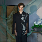 JIECHI Embellished Floral Side-Slit Jacket