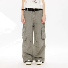 KREATE Washed Pleated Cargo Pants