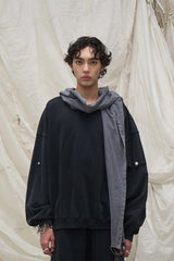 RELABEL Detachable-Hood Distressed Ripped Sweatshirt