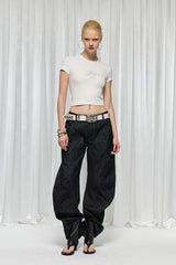 DND4DES×Faychui Spiral Patch Ruched Spliced Curved Jeans