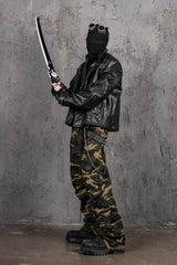 UNDERWATER Distressed Midnight Fang Faux Leather Biker Jacket