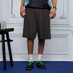 UNLIMITED MOTE Multi-Pleated Drawstring Raw-Hem Shorts