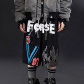 VENTUREK Graffiti Flame Graphic Drawstring Shorts