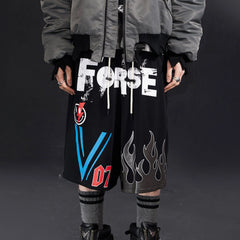 VENTUREK Graffiti Flame Graphic Drawstring Shorts
