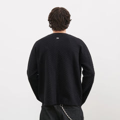 PMW Drop-Shoulder Waffle Henley Sweater
