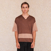 RICHILL Contrast Wool-Blended V-Neck T-Shirt