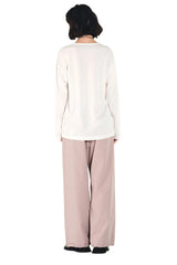 OVERLAPS Paneled Pleated-Knee Drawstring Wide-Leg Pants