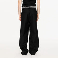KREATE Folded Check Waistband Pleated Trousers