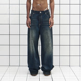 455EMBLE Washed PU-Pocket Baggy Jeans