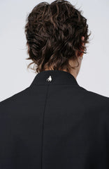 FACEONLAB Stand-Collar Metal-Shoulder Blazer Black