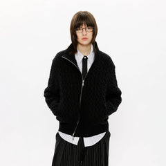KREATE Asymmetrical Zip Cable-Knit Sweater