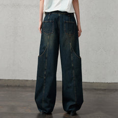 ORGANIC EMOTION Big-Pocket Paneled Wide-Leg Jeans