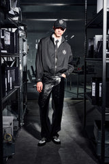 455EMBLE Pinstripe Badge Wool-Blend Blouson Jacket
