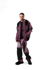 VANN VALRENCE Distressed Frayed Denim Shirt Jacket