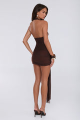 Allure Lane Halter Mini Dress Brown