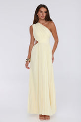 Summer Seduction One Shoulder Maxi Dress Yellow