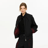 KREATE Floral-Lined Spliced Harrington Jacket