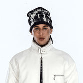 FLYERRER Grunge Cross Jacquard Slouch Beanie