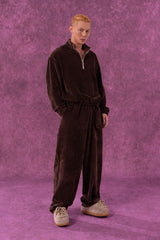 CLP Corduroy Elastic-Hem Half-Zip Pullover
