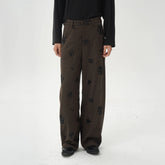 ORAL UTOPIA Embellished Sequin Embroidery Curved Pants