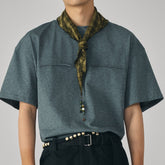 GONGHE REPUB Checked Beaded Pendant Scarf