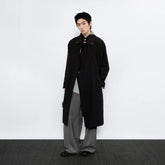 7440 37 1 Arc Placket Dual-Collar Contrast Interior Coat