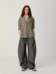 OPICLOTH Retro Curved-Cut Tailored Pants