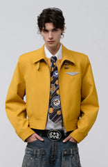 FACEONLAB Cropped Harrington Zip Jacket Yellow