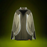 XIPHEVIL Ribbed Paneled Turtleneck Long-Sleeve Tee Green