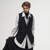 ILNya Nieternite Nifutur Asymmetrical Shawl Collar Belted Crinkled Vest
