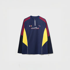 UMAMIISM Contrast Stripe Mesh-Panel Quick-Dry Long-Sleeve Tee