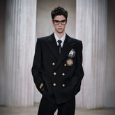 FACEONLAB Badge-Patch Double-Breasted Blazer
