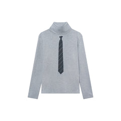 OUYANG WENJUN Stripes-Tie Graphic Turtleneck Long-Sleeve Tee
