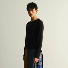 KADAKADA Cut-Out Loop Button Fitted Cardigan