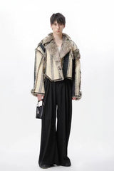 TUIMU Reversible Faux Fur Cropped Jacket
