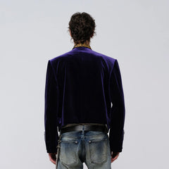 FACEONLAB Velvet Operatic Cropped Jacket Purple