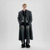 TIWILLTANG Fuzzy Double-Breasted Oversized Long Coat