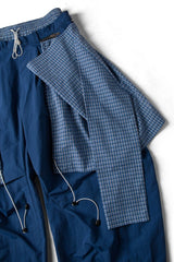 RELABEL Drawstring Layered Double-Waistband Parachute Pants Blue