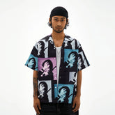 TECNINEGROUP Pop Art Portrait Graphic Cuban Half Shirt