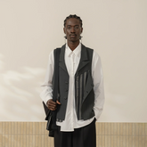 MOITIEDEPETALE Stripe-Spliced Double Layer Vest