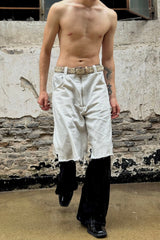 LUUUCAM Raw-Edge Double-Layer Mock Shorts Pants