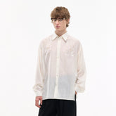 LEONSENSE Firework Embroidered Sequin Sheer Tencel Shirt