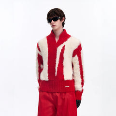 TIWILLTANG Fuzzy Faux-Mink Contrast Sweater