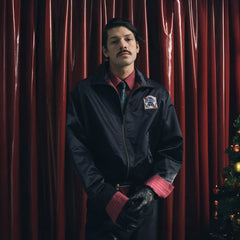 TRECLUB Retro Satin Badge-Patch Blouson