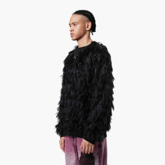 VANN VALRENCE Double-Layer Feathered Crewneck Sweatshirt