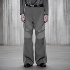 FACEONLAB Paneled Armor Padding Straight-Leg Pants