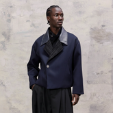 ALVNG AR ANTS Structured Wool-Blend Paneled Collar Jacket